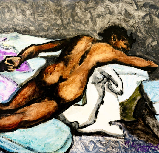 Reclining Nude on Turquoise